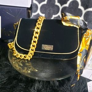 Dior Cosmetic bag to crossbody purse black & gold